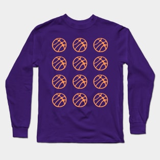 Basketball Ball Pattern Orange and Dark Purple Long Sleeve T-Shirt